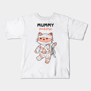 Cute Mummy cat Halloween, gift for cat lover on Halloween day Kids T-Shirt